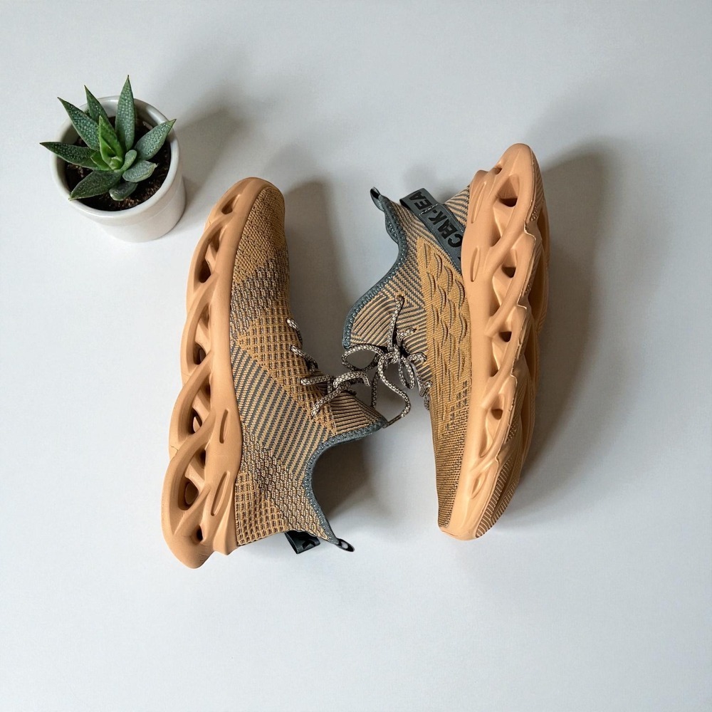Men's Brown‎ and Blue Athletic Shoes with Mesh Upper and Sporty Design Size 8 - Picture 14 of 14